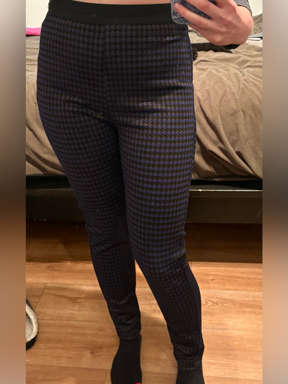 Houndstooth Ponte dress pants - Navy, copper & Black
